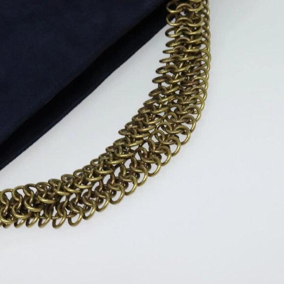 PRADA Chain Hand Bag Suede Navy Gold Auth yk17929 - Picture 8 of 16